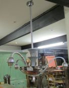 An Art Deco chrome 3 lamp ceiling light