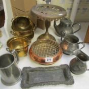 A mixed lot of brass and copper including trivet