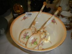 A Fieldings Devonware salad bowl and servers