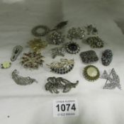 19 brooches including marcasite