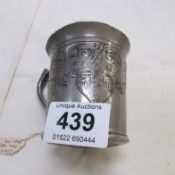 A pewter Christening mug