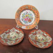 A pair of Oriental plates and one other