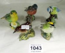 5 Beswick birds including Greenfinch, Wren, bluetit etc