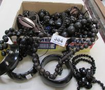 A quantity of black costume jewellery