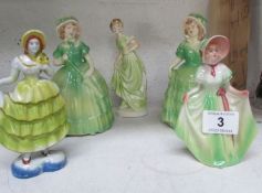 5 Crinoline lady figurines