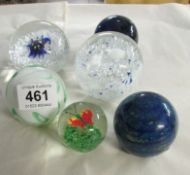 6 glass paperweights