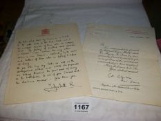A signed letter from Queen Elizabeth, Buckingham Palace and a Registrar Imperial Service medal