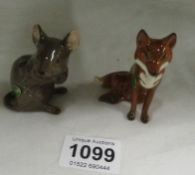A Beswick fox and mouse