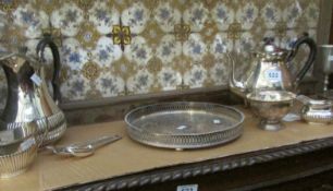 A mixed lot of silver plate including teapots