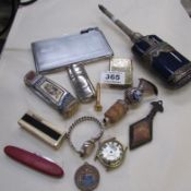 A mixed lot including Morrocan scent bottle, Delft silver plate wine pourer etc