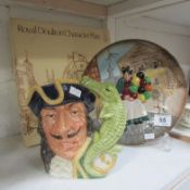 A Royal Doulton 'Captain Hook' character jug and a Royal Doulton balloon seller plate