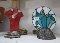 2 Tiffany style leaded glass lamps
