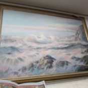 A gilt framed oil on board seascape