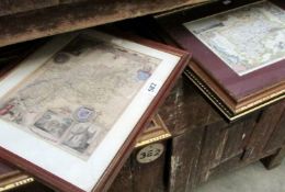 5 framed maps including Middlesex and Huntingdonshire