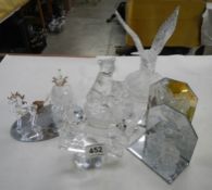 A quantity of glass figures including eagle