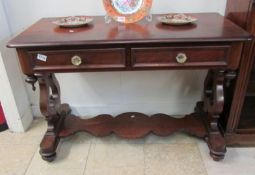 A 2 drawer mahogany side table