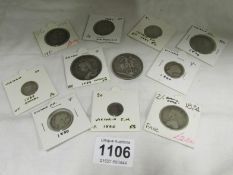 2 Victorian crowns (1889 & 1891) and Various other Victorian silver coins (1840-1896)