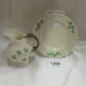 A Beleek jug and tea plate