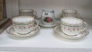 4 Royal Doulton cups and saucers (1 a/f) and a Meisson match pot