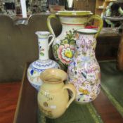 4 large pottery vases