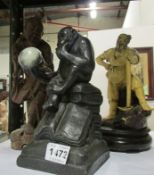3 figures including 'The Thinker'