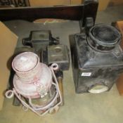 3 coach lamps and 2 railway lamps, some a/f