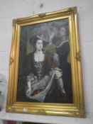 A large gilt framed oil on canvas signed Gullei Grego