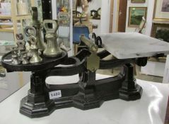 A set of vintage scales and weights