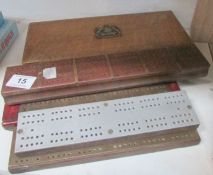 An unusual 'Cribbage' box and 4 Crib boards
