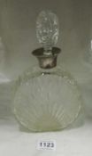 An Art Deco style decanter with silver collar, a/f