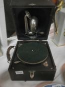 A Decca 'Crescendo' Junior Sound Box gramaphone, spring needs attention