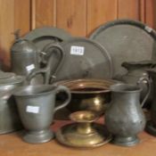 A mixed lot of pewter etc