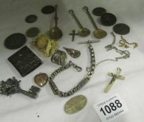 A mixed lot including old coins, silver etc