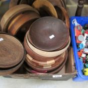 A box of wooden bowls