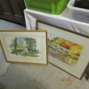 2 country scene watercolours