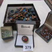 A mixed lot of costume jewellery including micro mosaic brooch