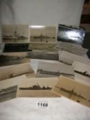 A quantity of old postcards being submarines and battleships