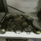 A quantity of antique horse brasses