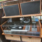 A Decca record player and speakers