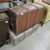 2 old travelling trunks