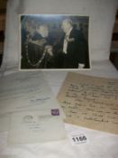 An official photo of Clementine and Winston Churchill, A signed Clementine Churchill letter and a