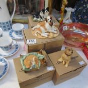 4 hand painted Sherratt and Simpson dogs, boxed