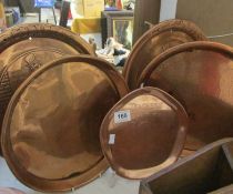 5 copper Teacher's and Johnny Walker trays