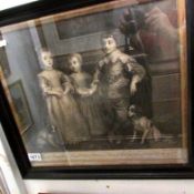 A framed engraving of children of Charles 1