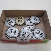 A quantity of enamel number plates