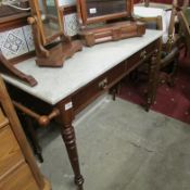 A marble top washstand on American walnut base with fake drawers