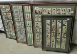 5 framed and glazed sets of cigarette cards