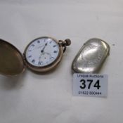 A Thomas Russell pocket watch a/f and a vesta case