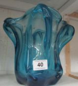 A large blue Murano glass vase