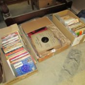 2 boxes of 45rpm records and a box of 78rpm records